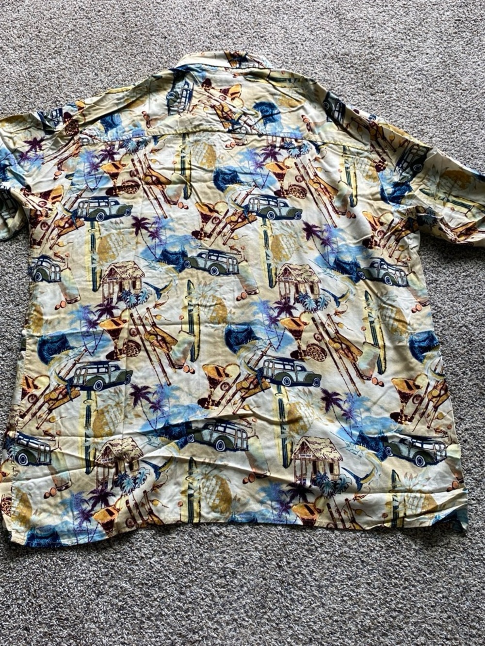 Munsingwear Mens Casual Cream Yellow Tropical Print Button-Down Shirt Size 2XLT - Picture 6 of 6